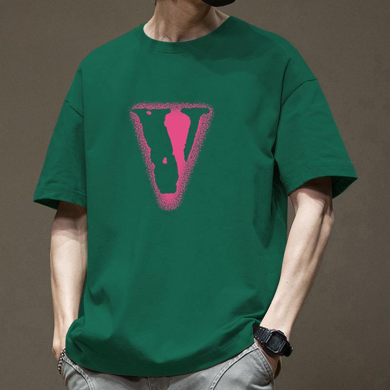 Trendy Brand Heavy-duty Pure Cotton Short Sleeved T-shirt for Men's Summer New Style Trendy Loose Half Sleeved Men's Round Neck Top