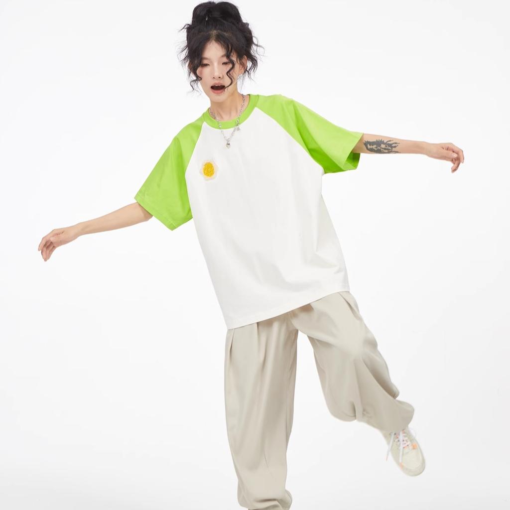 Summer Color stitching T Shirt for Women pure Cotton Tee Shirt Clothes Harajuku Oversized T-shirts Y2k Tops Hip Hop Streetwear