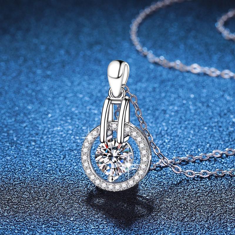 Moissanite Necklace Women 1ct D Color Starry Sky 6.5mm Cross Chain Fashion Jewelry