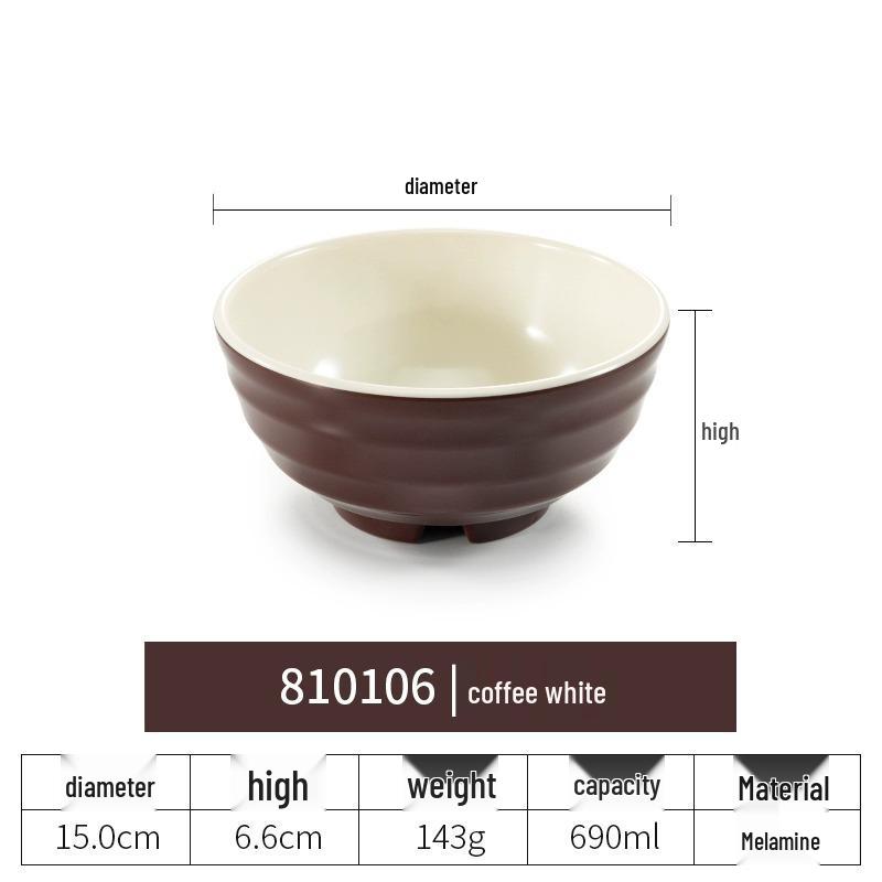 Net Celebrity Melamine Ramen Bowl: Two-Tone Creative Design, Large, Ideal for Mala Tang and Rice Noodles