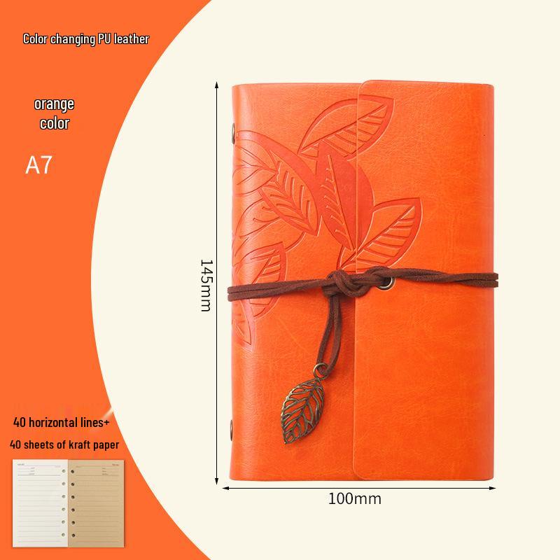Retro Leaf Ring-Bound Travel Journal Notebook