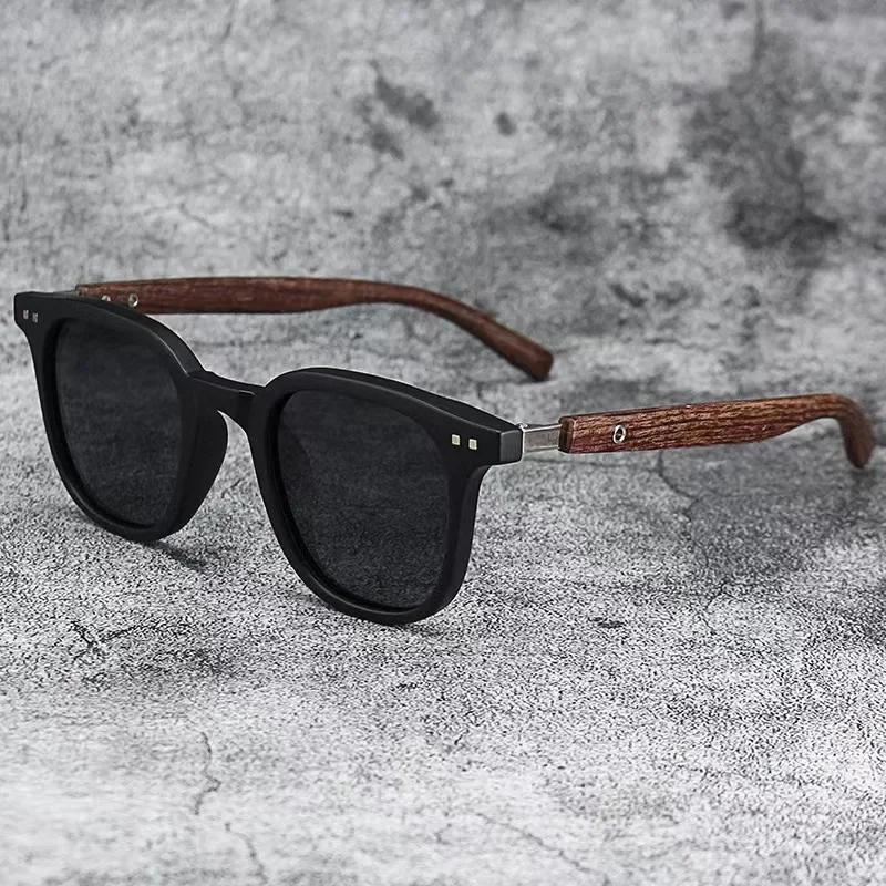 New Men Vintage Wooden Frame Sunglasses Classic Men'S Sunglasses Polarized Uv Protection Driving Eyewear Outdoor Shades Goggles