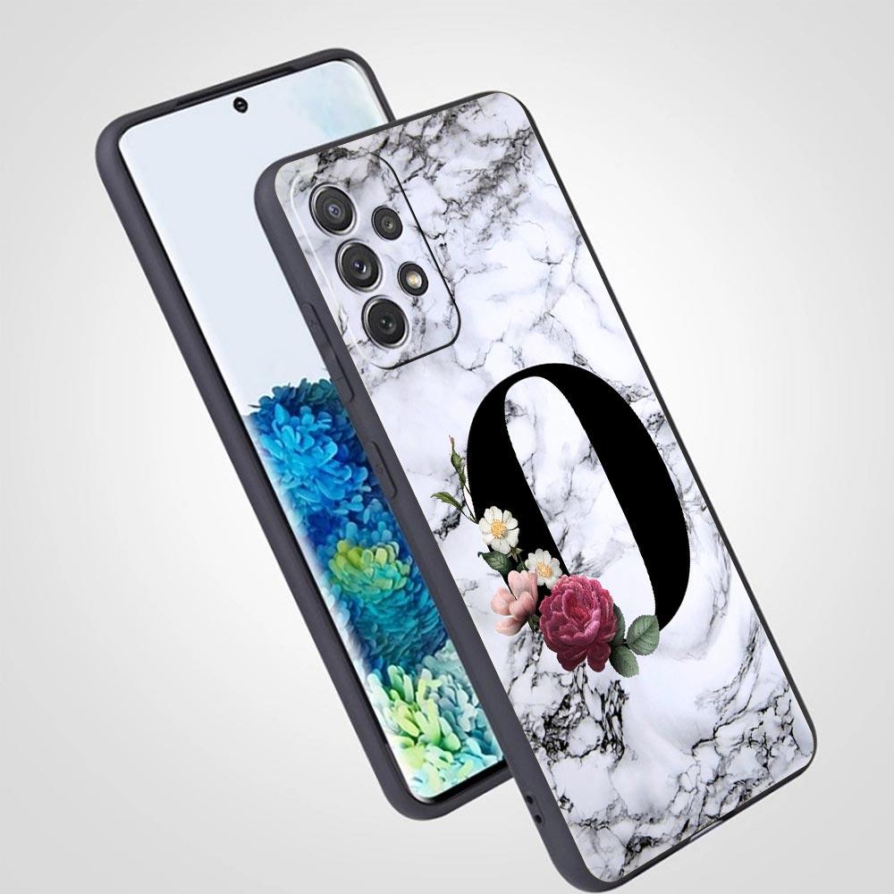 Letters Flower English Marble Phone Case For Samsung A17 A07 A55 A35 A25 A15 A05 A33 A31 A23 A21s A13 A41 A73 A53 A51 A71 Cover
