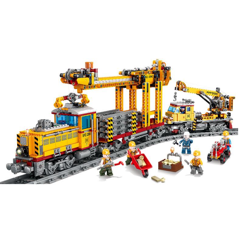 

\ Железнодорожный поезд, строительные блоки, идеи военной серии, высокотехнологичные модели поездов для обслуживания железных дорог, игрушки для детей, подарки на день рождения