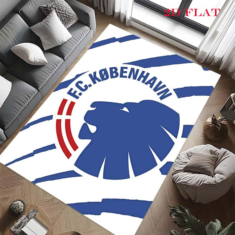 FC. København Teppich für Wohnzimmer Schlafzimmer Zuhause Sofadekoration, Rutschfeste Bodenmatte für Kinderspiel
