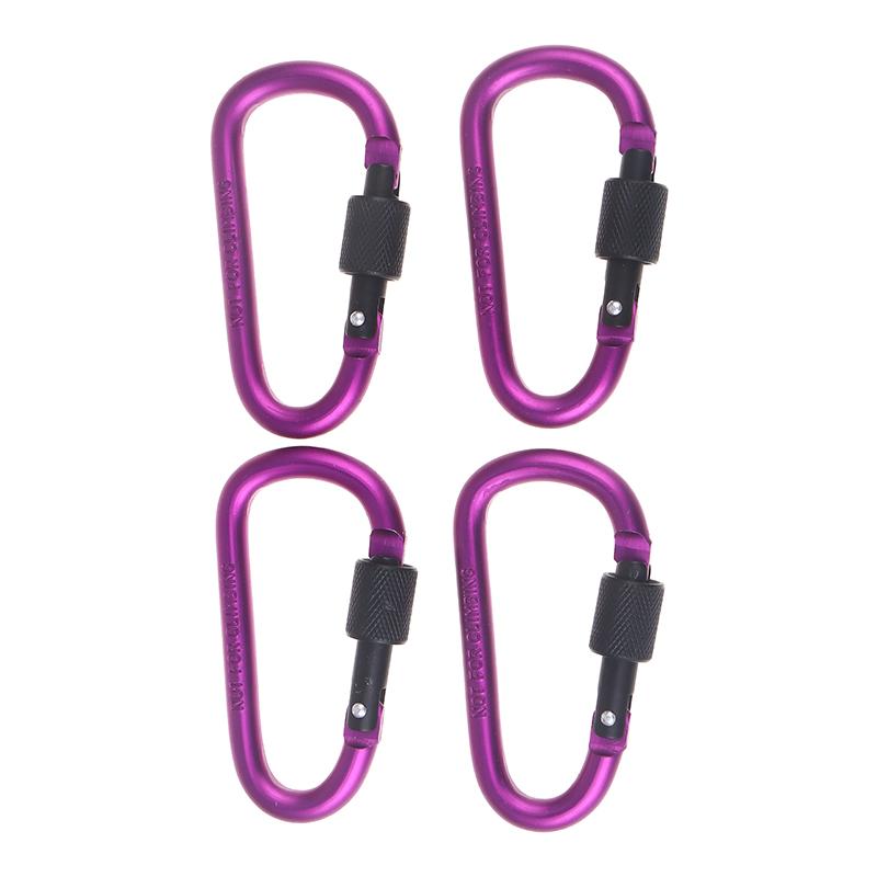 4Pcs 7.5*4.0cm D-shape Aluminum Alloy Carabiner Clips With Screw Gate Carabiners Hiking Clips EDC Outdoor Camping Equipment Hook