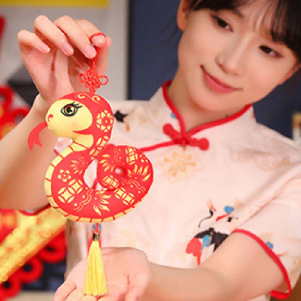 Cartoon Snake Dolls Pendant Stuffed Snake Mascot Doll Paper-cut Zodiac Snake Pendant  Students