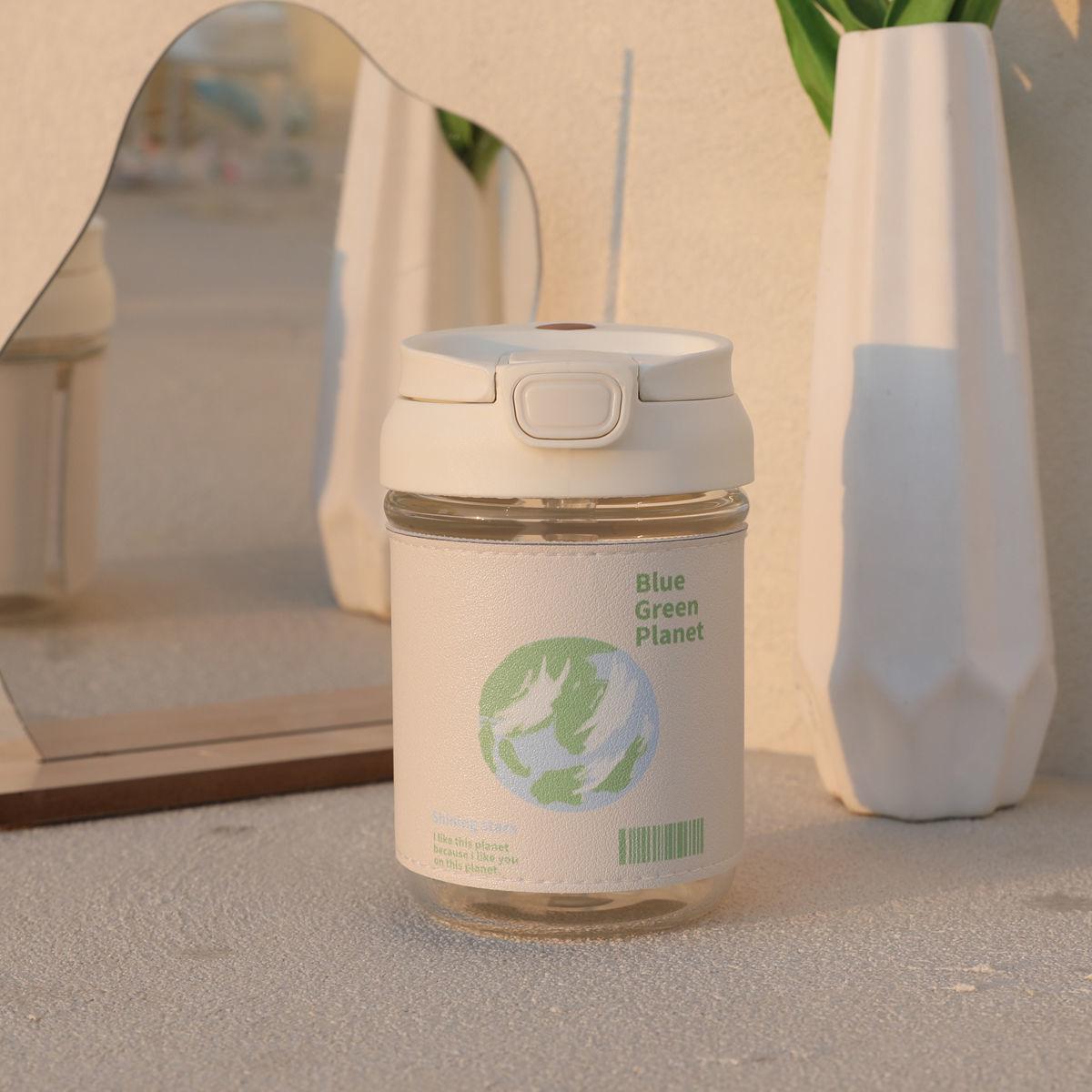 Spring Tulip Perfume Cup Net Celebrity High-grade Messenger Cup with Glass Cup with Straw Cup Durable Durable Useful 400ml leather case