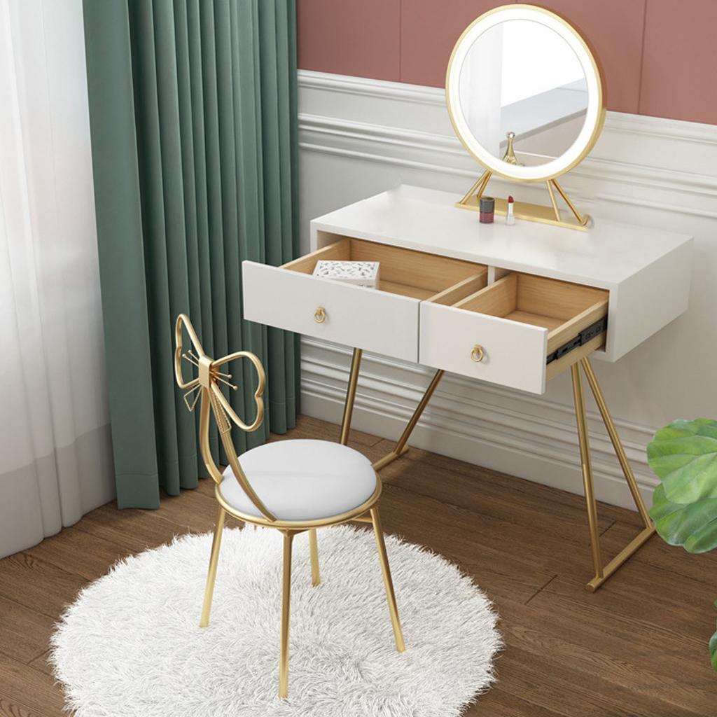 Makeup Stool Chair with Removable Backrest Soft Cushion PU Lther Vanity Chair for Bedroom Vanity