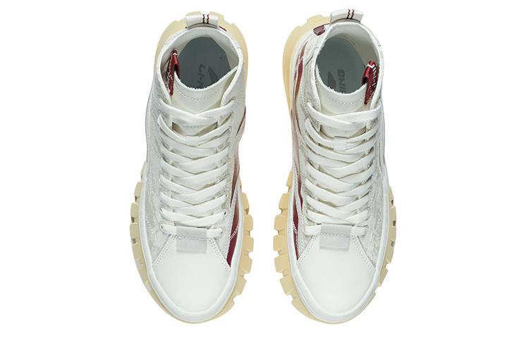 Li Ning Fabric Fashion Cushioning, Wear Resistant High top Casual Shoes Women's AZGS004-3