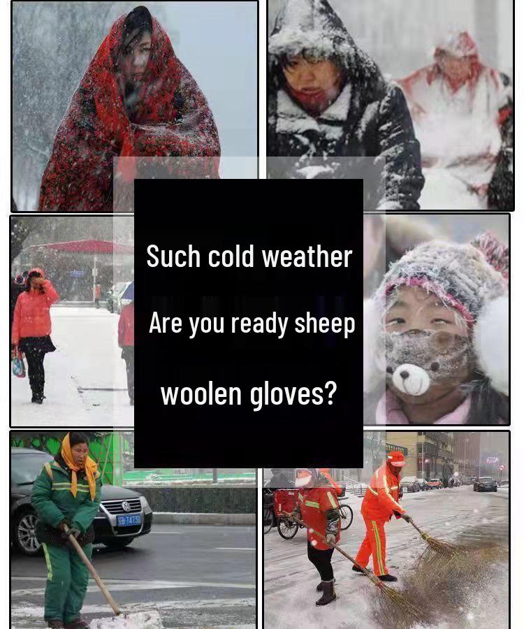 Men's Wool-Lined Sheepskin Winter Gloves - Thick, Warm, Cold-Proof, Ideal for Northeast Outdoor Work