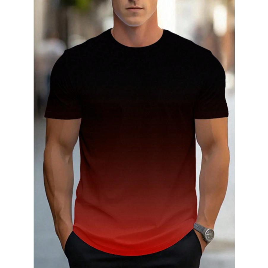 Men Fashion Short Sleeve 3d Print T Shirt Round Neck Summer Plus Size Tees