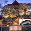 1pc Acrylic Creative Life Tree Ornament Double Sided Painted Wall Glass Window Decoration Hanging Round Design Pendant Gifts