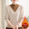 Mom's Velvet Thickened Knit Two-Piece Sweater for Autumn/Winter - Mid-Age Half-High Collar