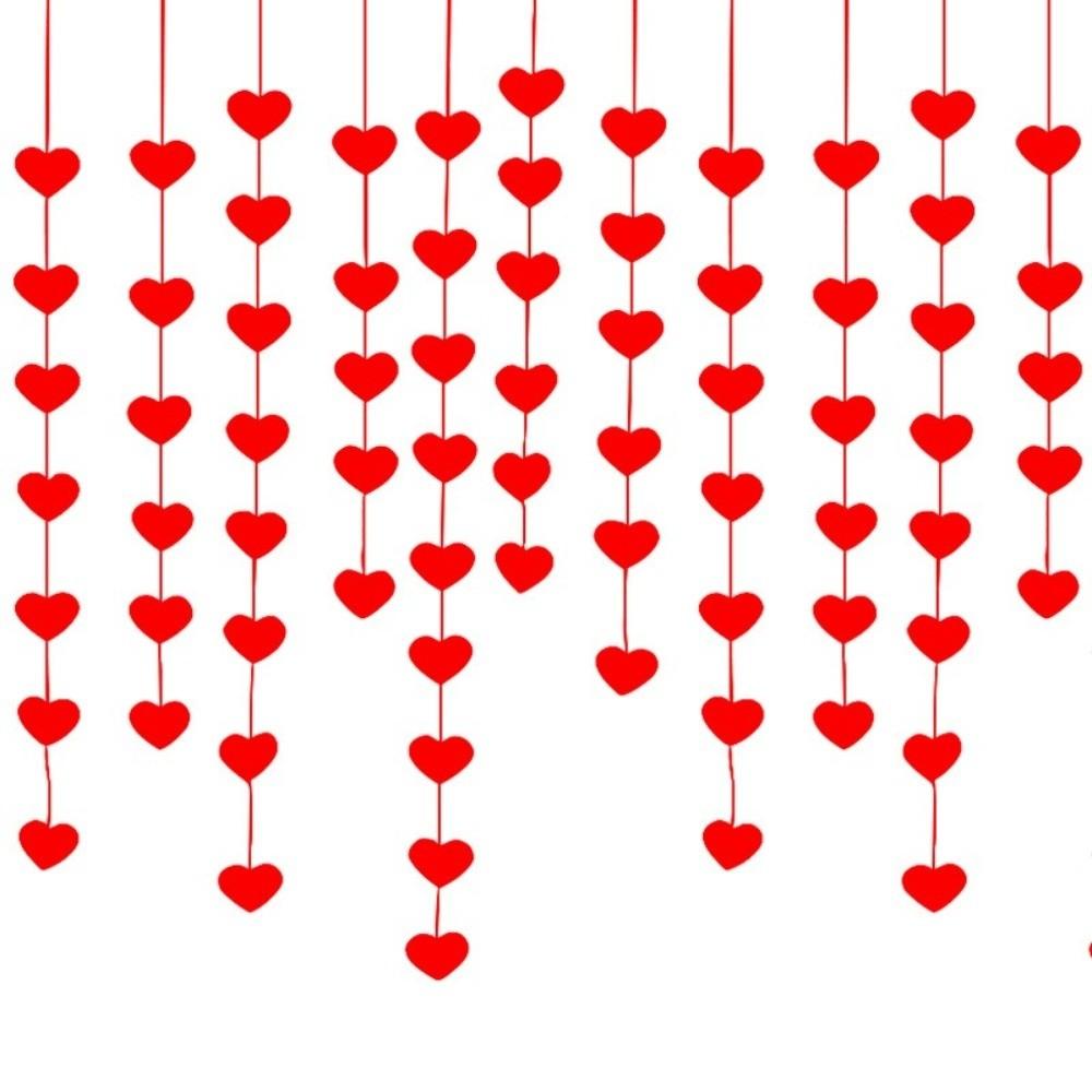 3Meters Length Red Hearts Garland Red Heart DIY Hanging String Garland Hanging Ornament Hearts Felt Garland