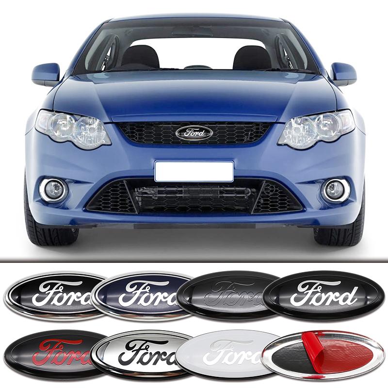 UJOV9 1Pc 17.5cm Aluminum Front Grille Hood Logo Sticker For Ford Focus Fiesta Mondeo Ranger Trunk Accessories 3D Luxury Pro Premium