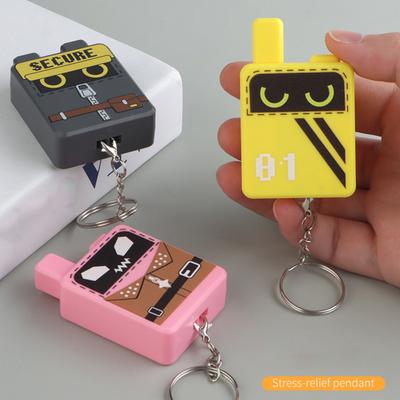 Cartoon Kubus Clicker Sleutelhanger Speelgoed Stressverlichting Decompressie Knop Fidget Sleutelring Hangende Decoratie Tas Hanger Portemonnee Hanger