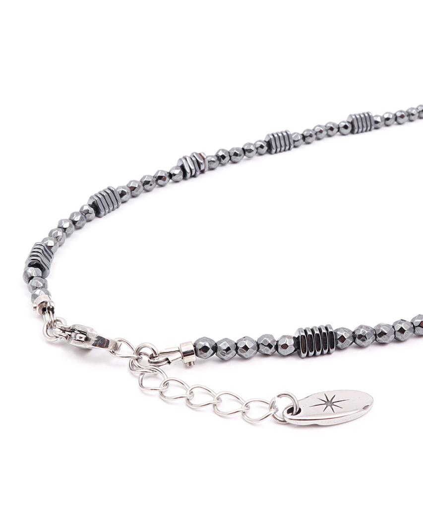 Polalita Black Gray Cut Hema Necklace (Plt-Nl-065_Sv)
