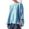 Round Neck Cotton and Linen Loose Top, Versatile and Versatile Cover Up, Women's Top