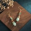 Vintage Chinoiserie Silver Earrings with Flower Jade