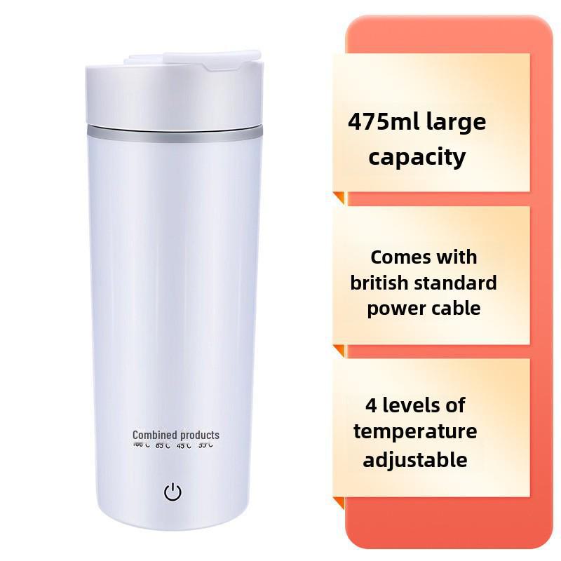 Compact Electric Travel Kettle - Portable Heated Water Cup and Insulated Health Pot