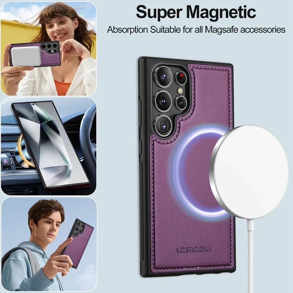 Magnetische Flip Brieftasche Fall Leder Telefon Abdeckung Für Samsung Galaxy S25 Rand S24 FE S23 S22 S21 Ultra Plus A15 A35 A55 A54 A55 A14 A16 A36 A56