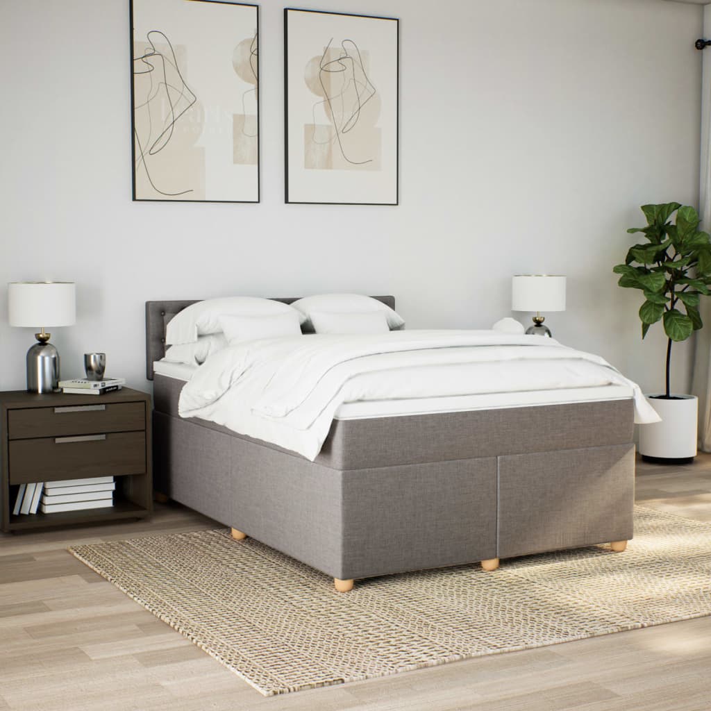 Box Spring Bed with Mattress Taupe 160 x 200 cm Fabric