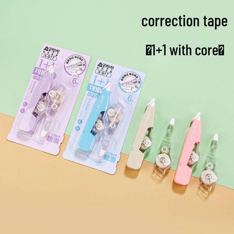 

1+1 Refillable Transparent Correction Tape with Replaceable Core - Student White-Out Tape, Single Pack. X917 [1+1 Core Included]