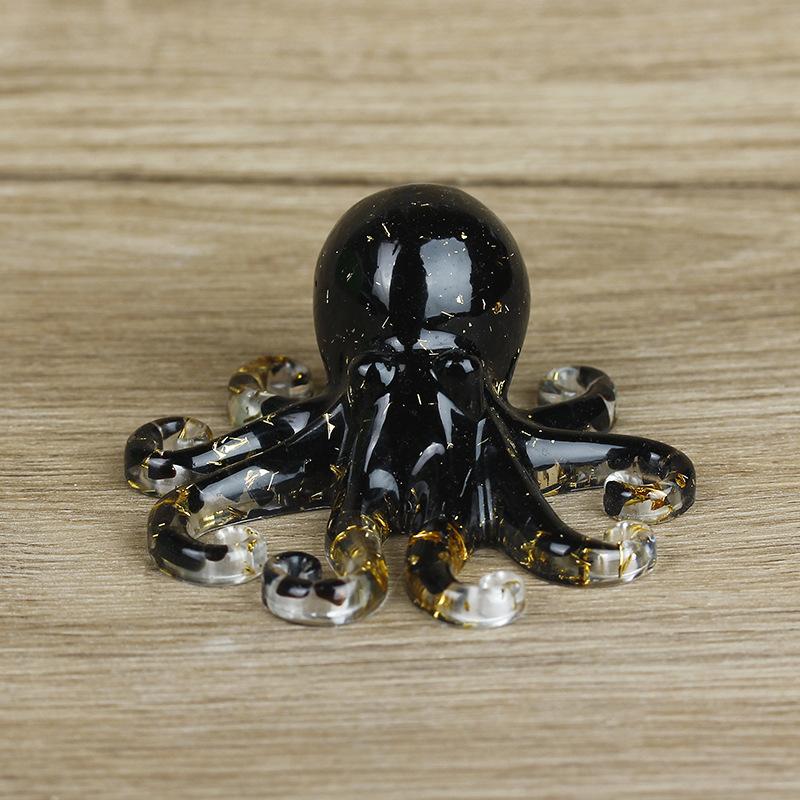 Miniature Octopus Statue Natural Crystal Agate Stone Crushed Stone Dropper Resin Squid Home Tabletop Landscape Ornaments Crafts