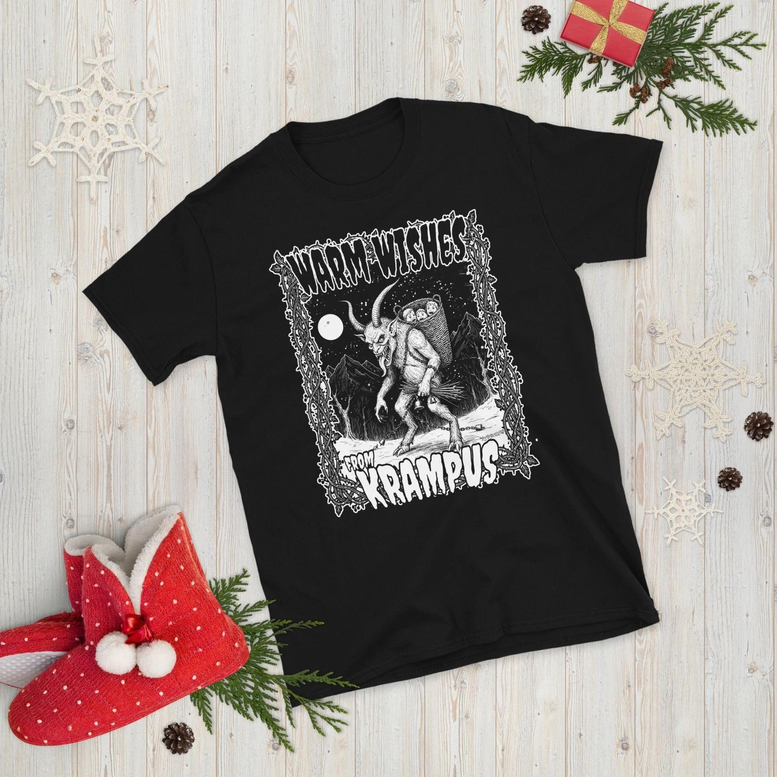 Warm Wishes From Krampus Short-Sleeve Unisex Creepy Christmas T-Shirt Gothic NWT 3XL