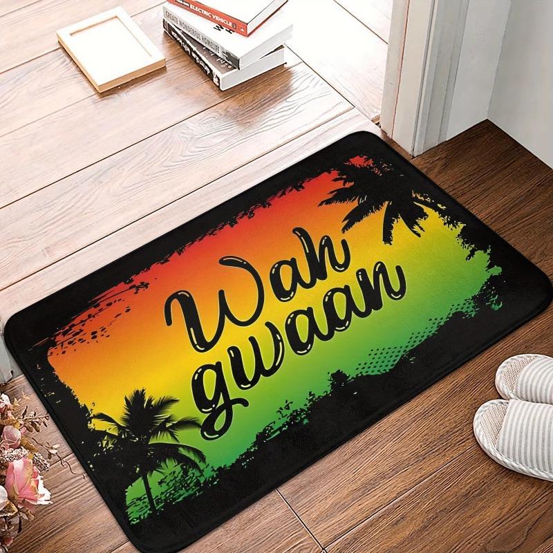 Lebendige tropische Reggae-Fußmatte für tropischen Eingangsbereich, Veranda-Eingang, Urlaubs-Foyer, Schmutzfangend, Rutschfest, Langlebig