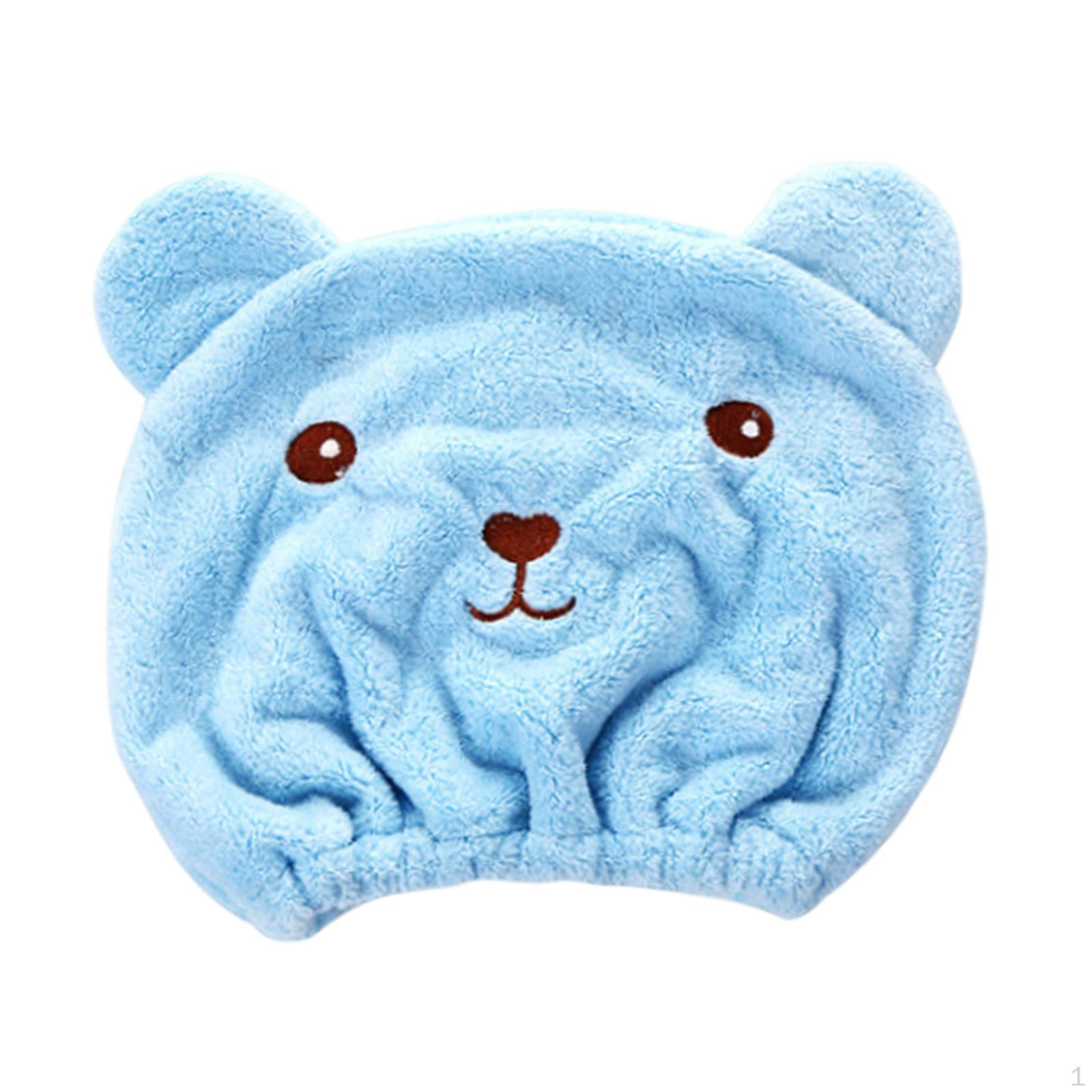 Bear Design Hair Drying Cap for Curly Hair, Lightweight Towel Wrap Home And Travel