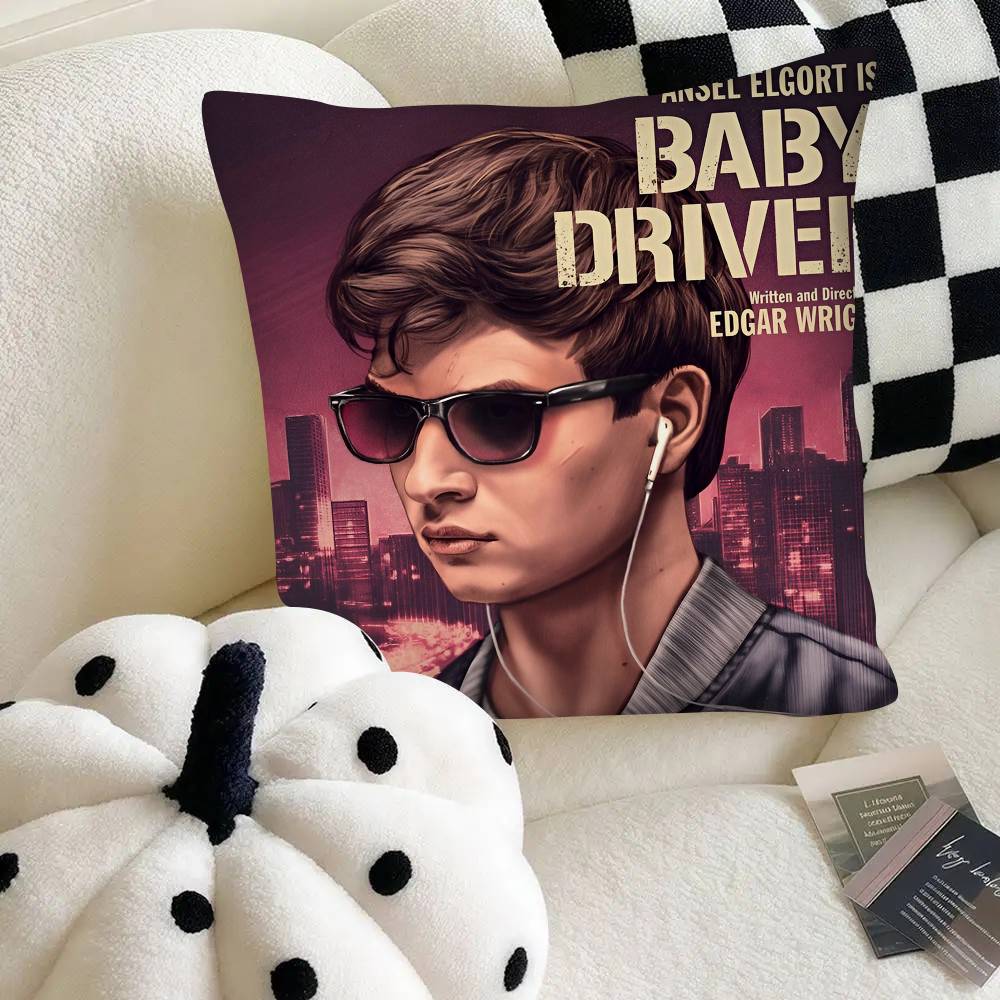 Baby Driver Classic Action Movie Game Pillow Case Square Pillow Bedroom Sofa Leisure Comfort Cushion Car Home Decoration