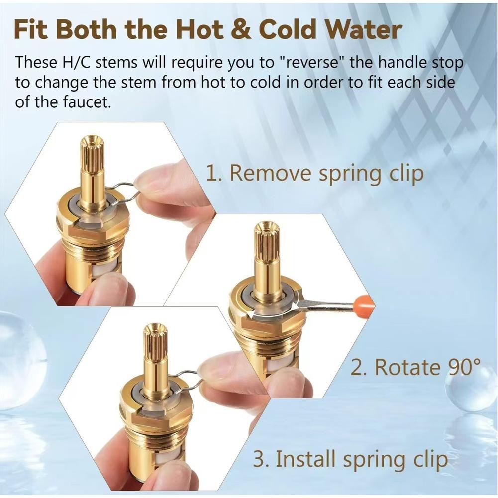 Brass Valve Core Cartridge Replacement 2pcs Quick Open Compatible with Faucet Water Control 9940530070A 0070AH