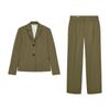 Spring New Women's Clothing Straight-Leg Trousers 2423597 Lapel Texture with Padded Shoulder Suit Outwear 2419597