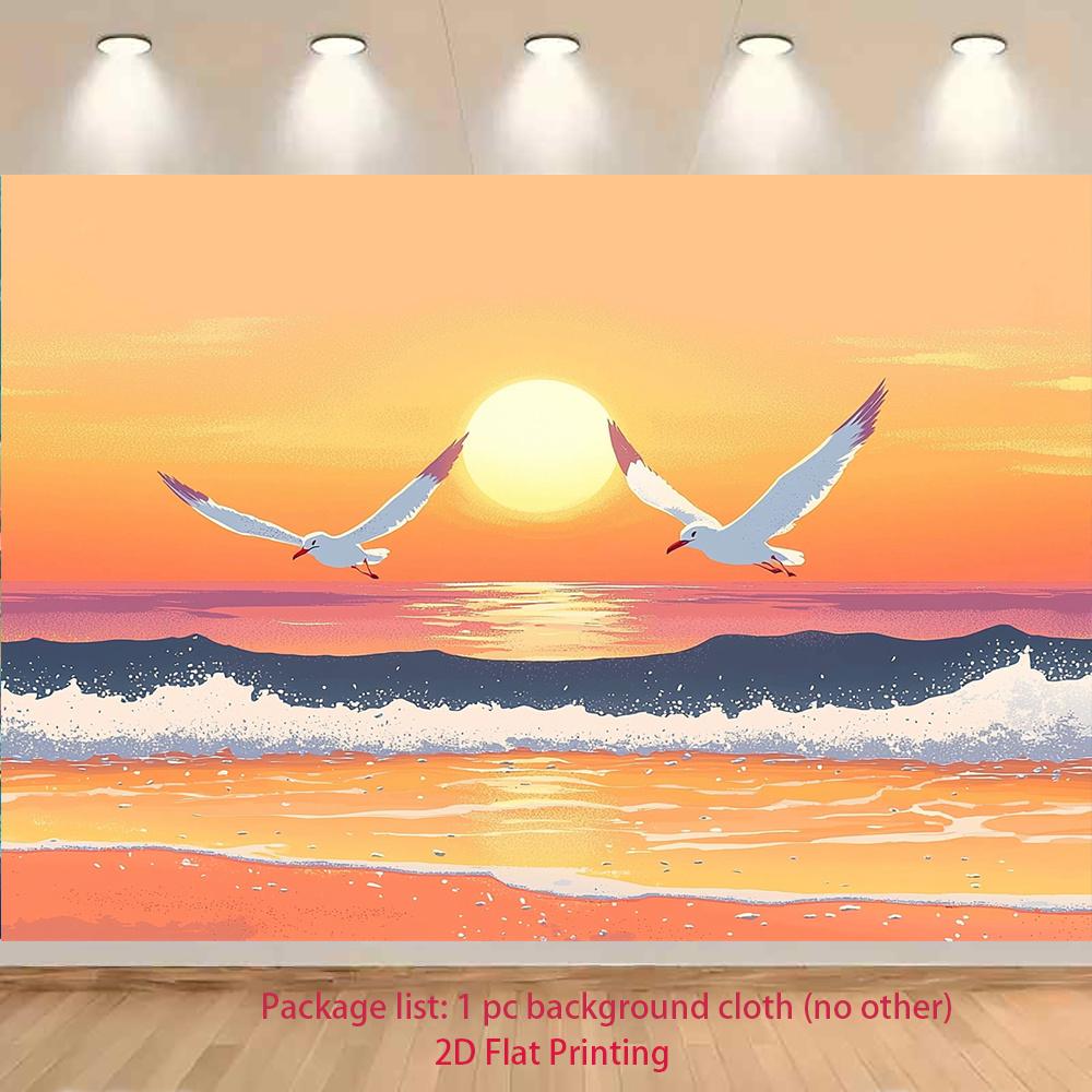 2D plane 1 piece sunset scene seagulls soaring in the sky background fabric indoor and outdoor celebration activities