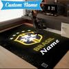 Custom Name Brasilian Pride Emblem Rug Game Carpet, Floor Mat for Bedroom Living Room Entryway Rug, Home Decor Idea Gift for Christmas birthday