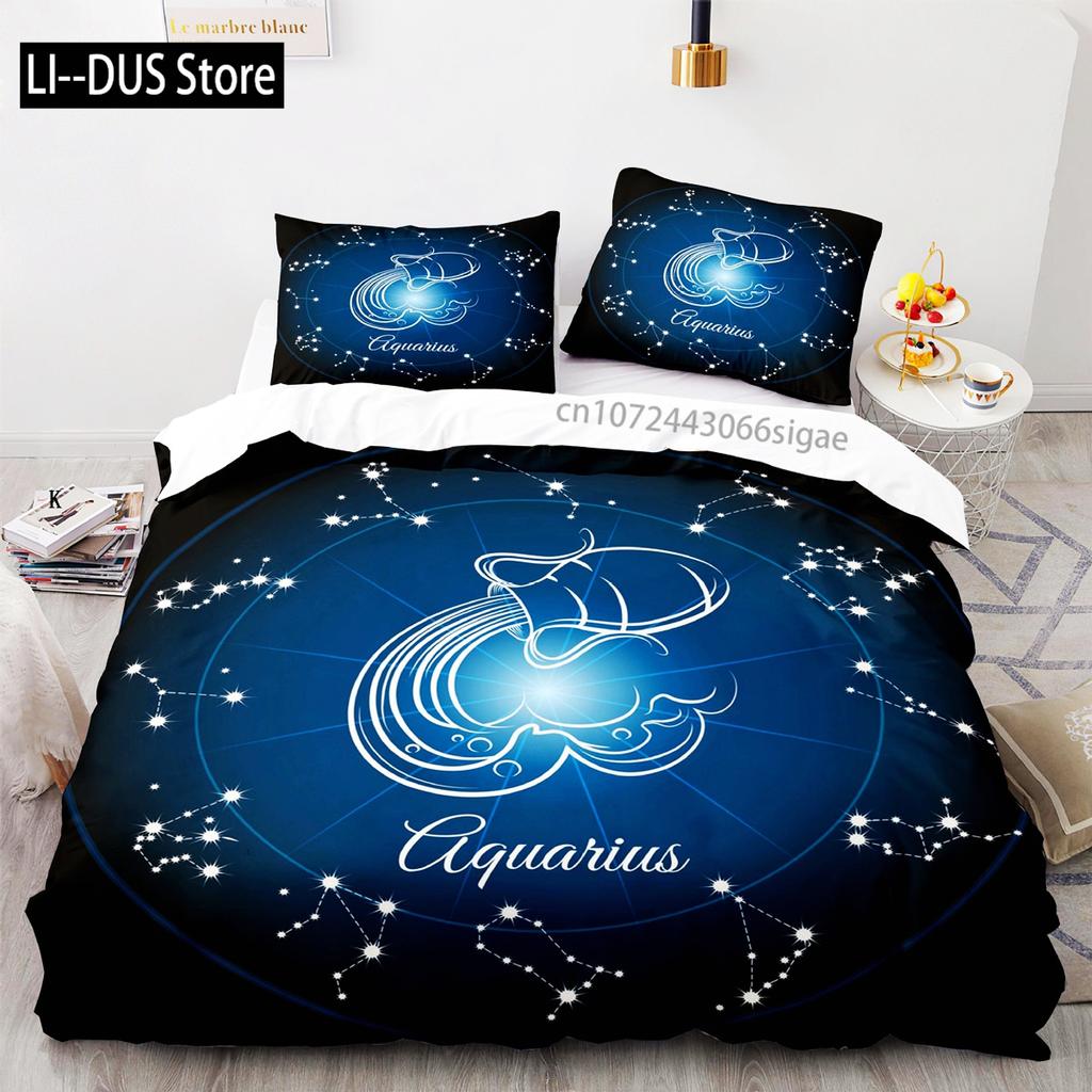 Comforter Constellation Aries Galaxy Theme 2/3Pcs Twin Bedding Set King Size Polyester For Constellation Lover