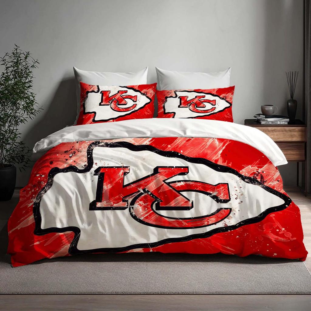 Regalo di Natale Copripiumino Kansas City Chiefs Set Lenzuola Tre Pezzi Nome Personalizzato Biancheria da Letto per Compleanno Coperta Trapuntata Regalo di Halloween Ritorno a Scuola.