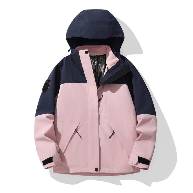 Men Women 3-in-1 Waterproof Windproof Hooded Outdoor Jacket With Removable Fleece Liner Winter Hiking