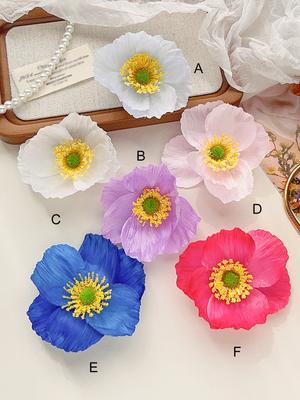 2Pcs Hawaiian Flower Hair Pins Artificial Tropical Flower Hair Accessories Boho Hair Clip for Women Wedding Vacation Beach Party