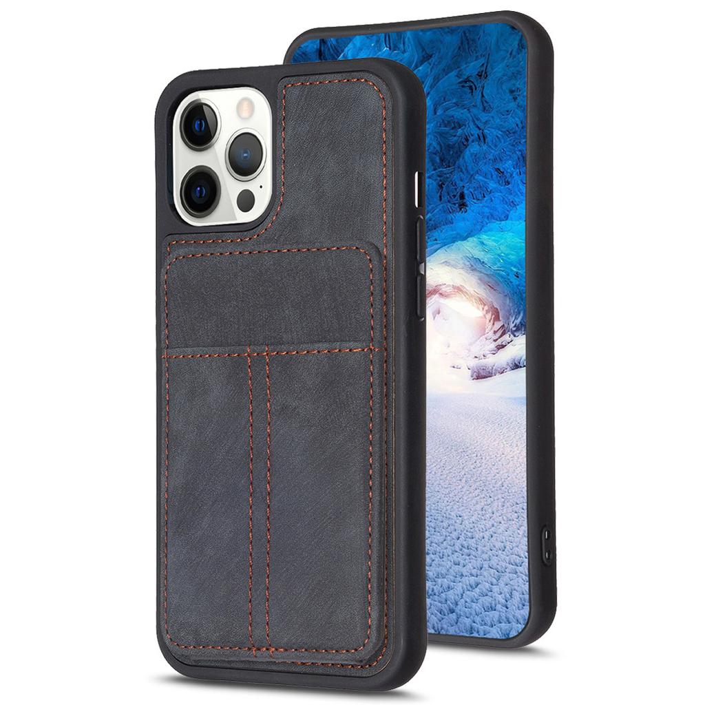 For iPhone 15 PU Leather+TPU Phone Case Matte Shockproof Cell Phone Cover with Card Slot