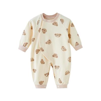 Jaydyequ Baby Long Boys and Lightweight Romper Baby Print Bear 59cm Clothes, Sleeve, Spring/Autumn, Girls, Coverall, Prep, Gift, All-Year Material,