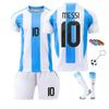 Messi Nr.10 Kids Sports Equipment Set - 3 Bracelets + Keychain, Polyester, White, Team Theme