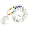 New Gold Plated Copper Wire-wrapped Moon Natural Stone Lucky Tree Necklace Colorful Bead Sweater Chain N563