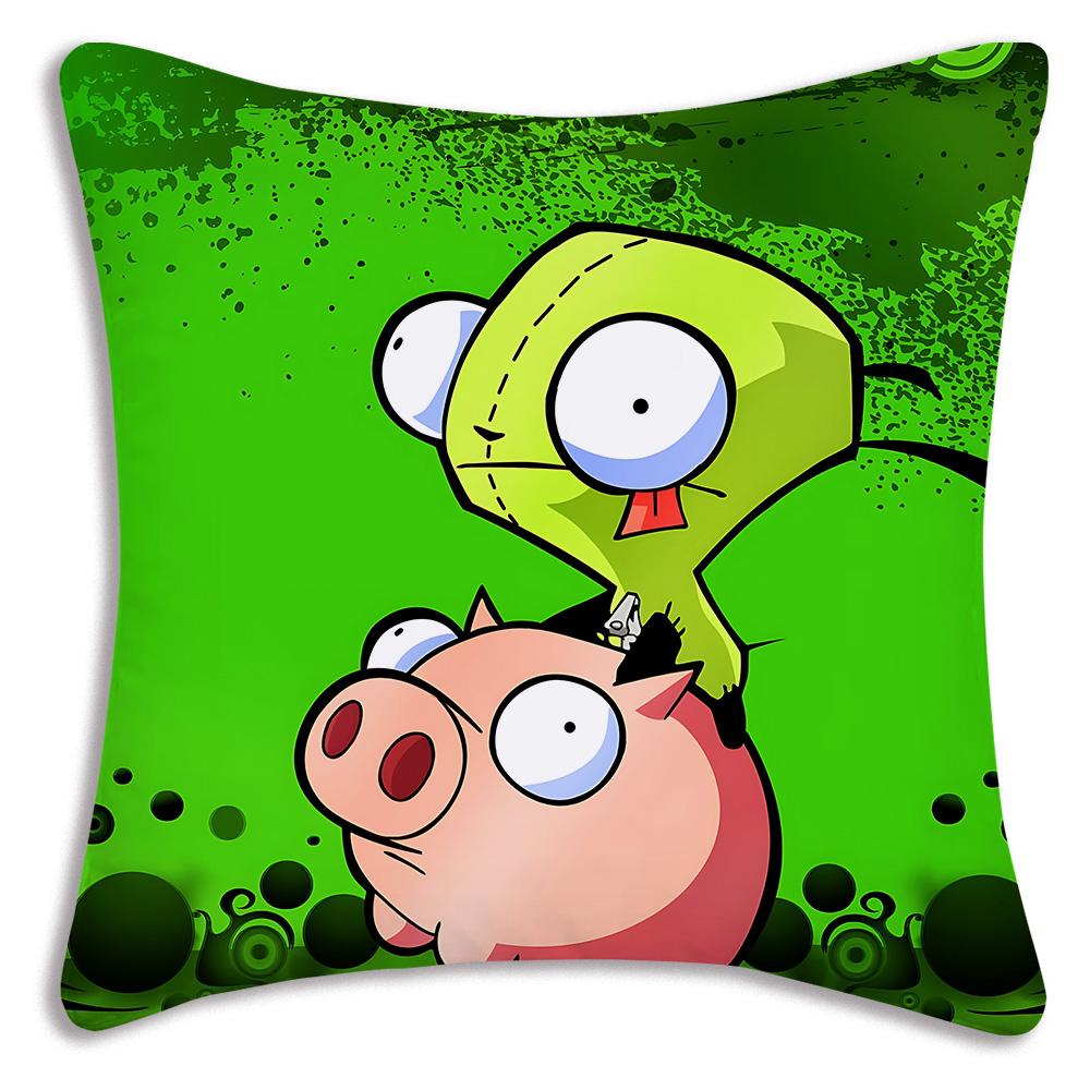 Invader Zim Cartoon Pillow Covers Cartoon Sofa Decorative Home Double-Sided Printing Short Plush Cute Cushion Cover