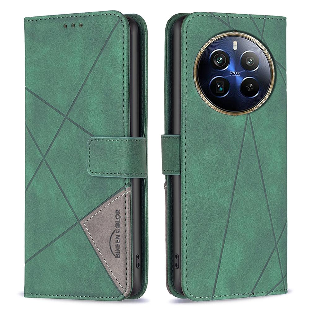 BINFEN COLOR For Realme 12 Pro 5G/12 Pro+ 5G Phone Cases Wallet Stand Geometry Imprint Leather Cover