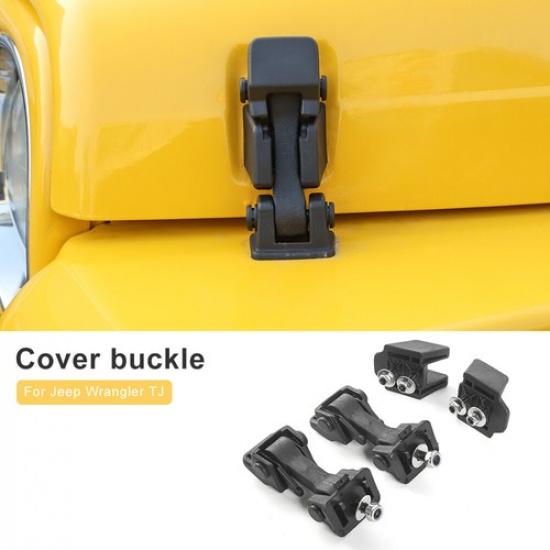 

2x Car Hood Catch Lock Cover Buckle Bracket Black for Jeep Wrangler TJ 1997-2006