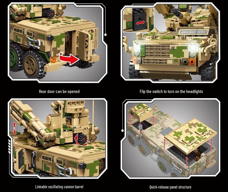 Sembo Bricks Military Tank Armory & Anti-Aircraft Vehicle Assembly Toy for Boys