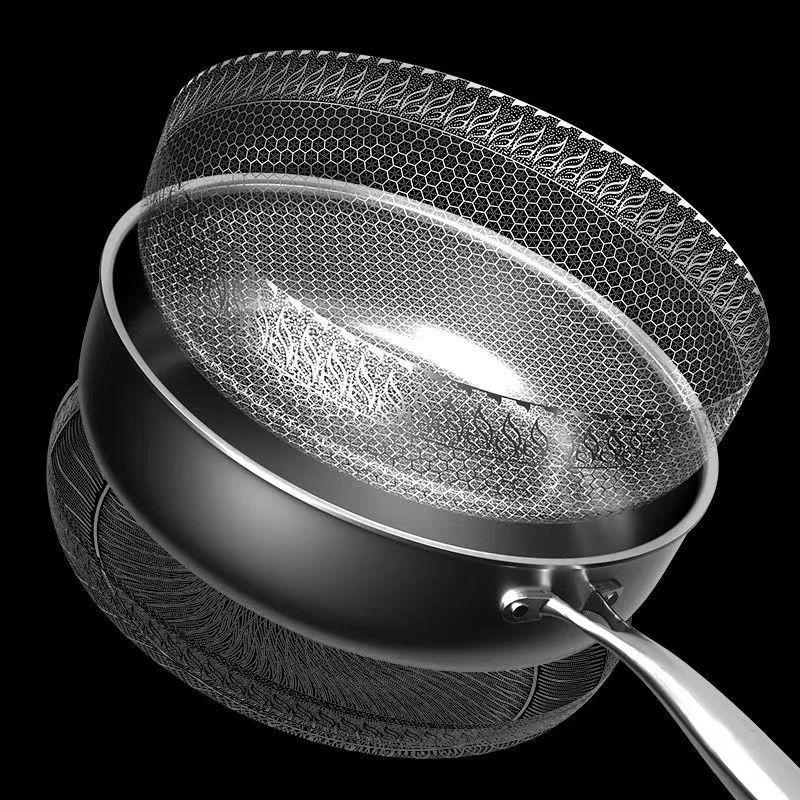316L Stainless Steel Non-Stick Double-Sided Frying Pan for Eggs and Steak, Coating-Free, Flat-Bottom.
